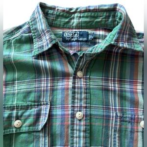 Polo Ralph Lauren Plaid Button Down Shirt Green Blue Red Men’s Large